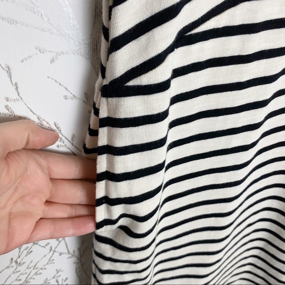 TALBOTS Cotton Knit Sheath Dress Black White Bias Stripe Pockets Sleeveless - Picture 6 of 12